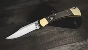 Buck 110 Auto zsebkés Fa makolattal