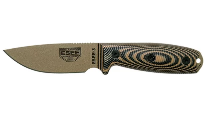 ESEE 3 Dark Earth Penge Coyote-Fekete G10 Outdoor EDC Kés