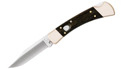 Buck 110 Auto zsebkés Fa makolattal
