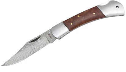 Haller Damast Clip Point Dark Burlwood Outdoor Zsebkés